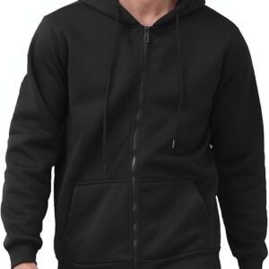 JIHUILAI Men's Fleece Hoodies with Zipper Lightweight Long Sleeve Active Mens Jackets Sports Full Zip Sweatshirts